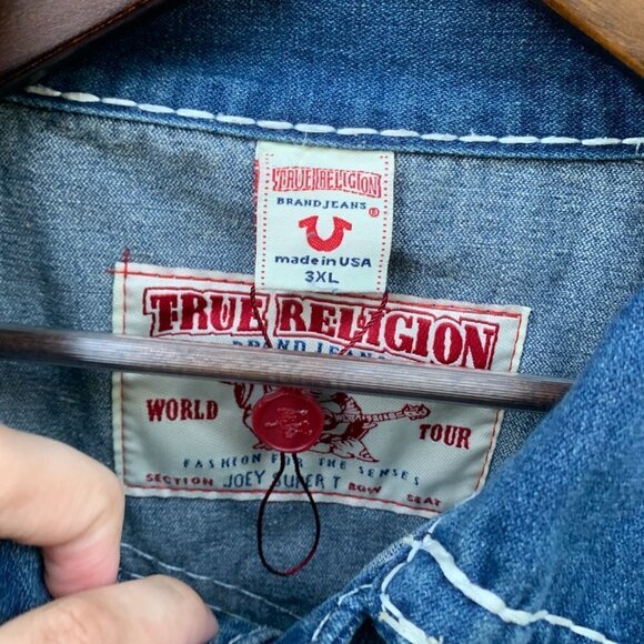 Vintage True Religion Jean Jacket XXXL JOEY SUPER T Blue - Picture 5 of 5